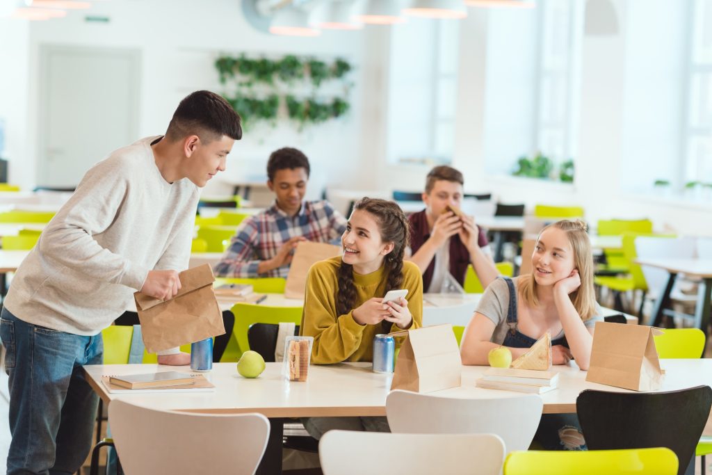 high school students at school cafeteria